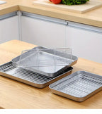 Baking Pan Set with Cooling Rack Large Stainless Steel Cookie Sheet Non-Toxic Durable Easy Clean Professional Oven Tray for Baking Roasting Holiday Baking