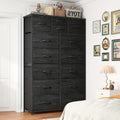 Tall Fabric Dresser with Wood Top & Metal Frame – Large Bedroom Dresser Storage Drawer Unit 37"W x 52"H for Closet Living Room Entryway