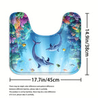 4pcs Sea Dolphin Coral Shower Curtain Set Blue Ocean Undersea World Fish Seaweed - 12 Hooks Toilet Lid Cover Non-Slip U-Shape Bath Mat Machine Washable | Nuvia Haven