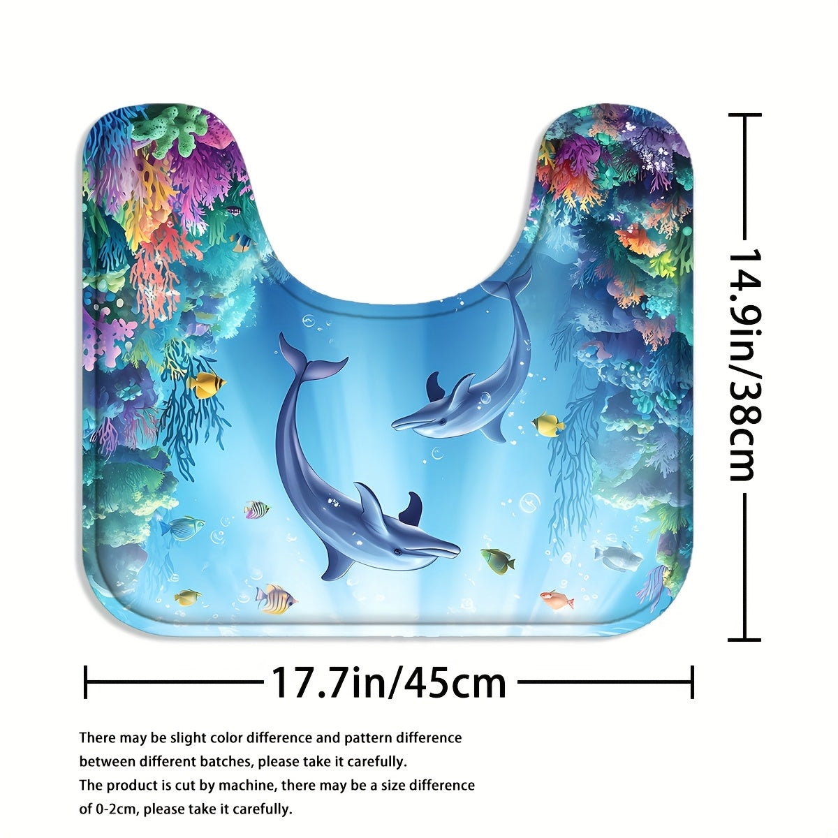 4pcs Sea Dolphin Coral Shower Curtain Set Blue Ocean Undersea World Fish Seaweed - 12 Hooks Toilet Lid Cover Non-Slip U-Shape Bath Mat Machine Washable | Nuvia Haven
