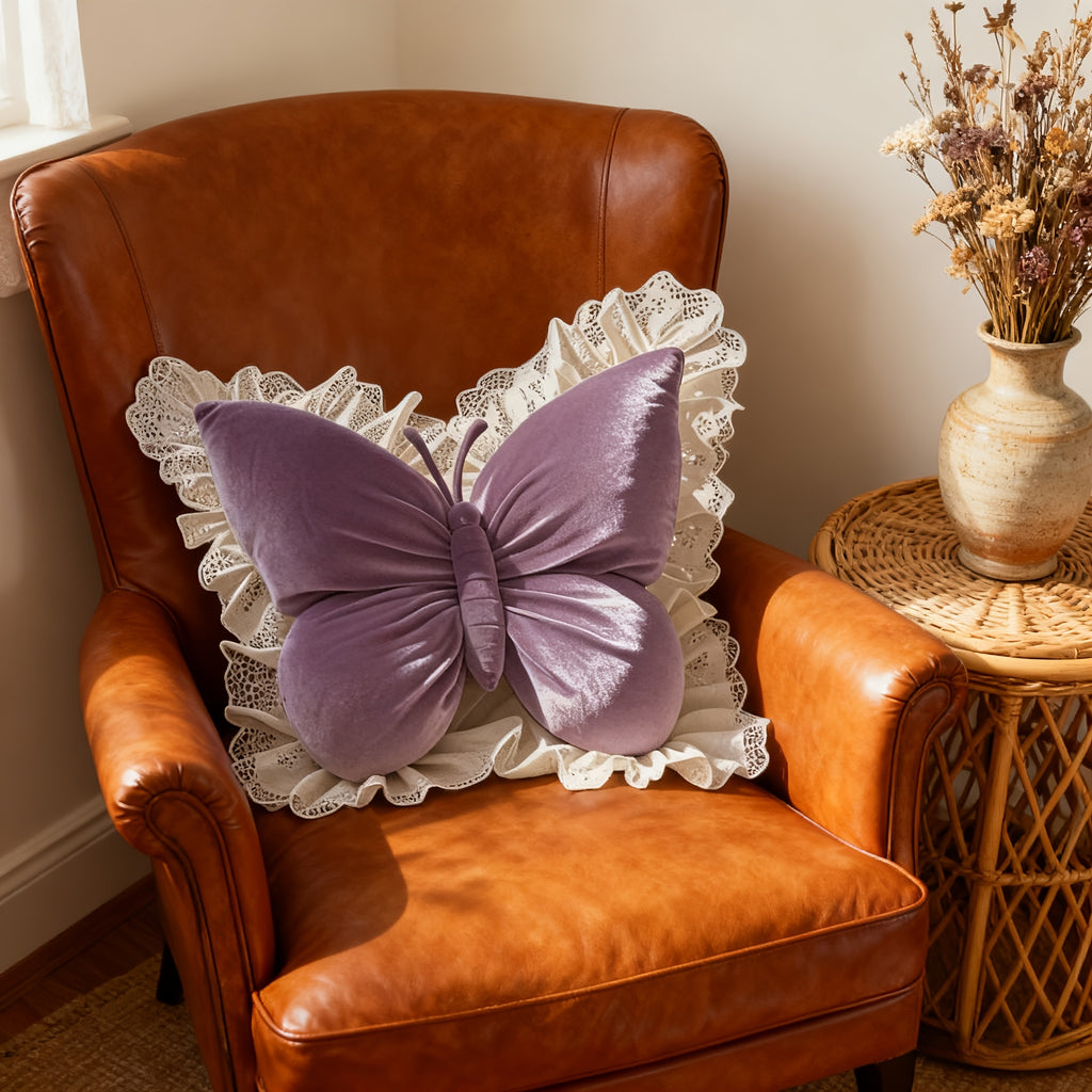 Butterfly Shaped Throw Pillow Cute Decorative Bow Pillow for Bed Sofa – Soft 3D Accent Pillow for Girls Bedroom Home Decor