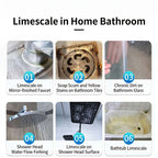 Showerhead & Bathroom Limescale Remover Spray Kit – Removes Mineral Blockages, Restores Glass & Mirrors, No-Scrub for Bathtub, Sink & Toilet