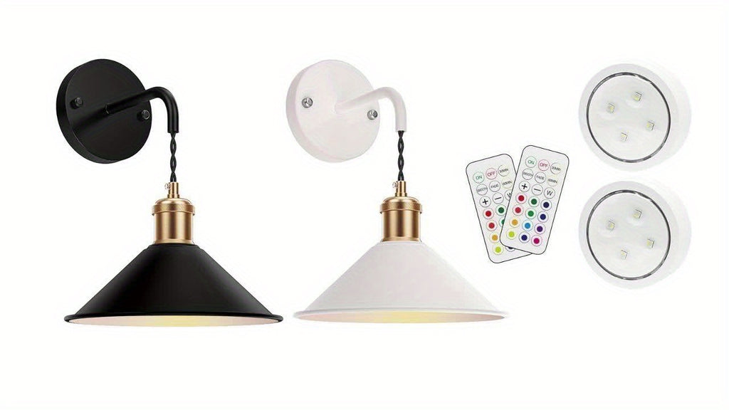 RGB Wireless Wall Sconce Set of 2 – Battery Operated Dimmable Wall Lamp with Remote, 13 Color Modes, Timer & Memory Function for Bedroom & Living Room