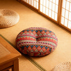 Round Seat Cushion 40x40cm 15cm Thick Firm Futon Meditation Mat Removable Linen Cover Chair Pad for Office Dining Chair Home Decor All Seasons Christmas
