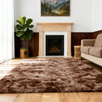 Tie-Dye Plush Shag Rug Non-Slip Machine Washable Furry Floor Carpet for Living Room Bedroom Office Multiple Sizes Tie-Dye Pink Tie-Dye Coffee