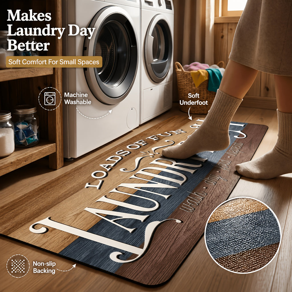 Laundry Room Runner Rug Non-Slip Washable Farmhouse Retro Floor Mat for Kitchen Bathroom Hallway Multiple Sizes and Colors Blue Brown Red Home Decor Accent Rug
