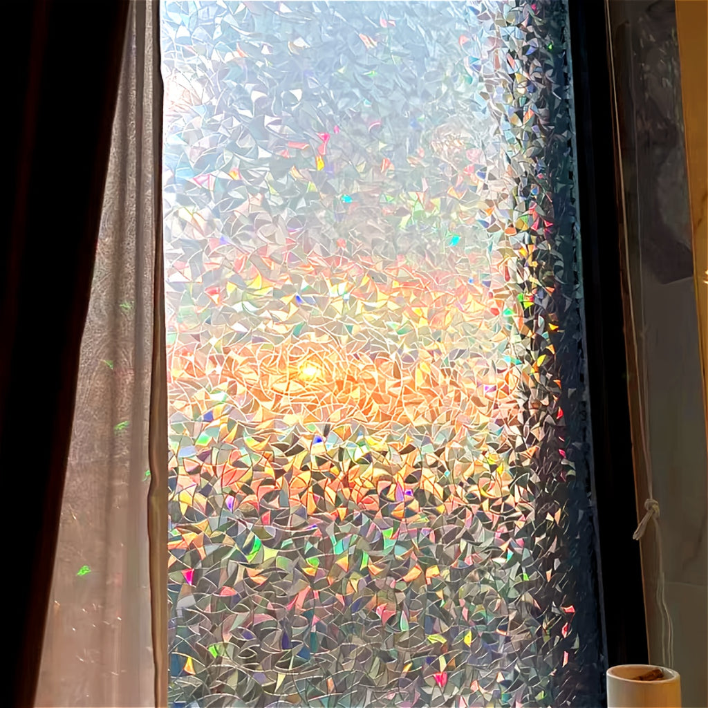 Rainbow Privacy Window Film Static Cling No Glue - Decorative UV Blocking Sun Film, 60% Privacy, Rainbow Light Effect for Home Bathroom Office, 7 Sizes