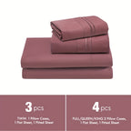 Deep Pocket Bed Sheet Set 3/4 Pcs Cooling Soft Breathable Fade-Resistant Bedding – All-Season Comfort for Twin Full Queen King, 9 Colors, Dorms & Guest Rooms
