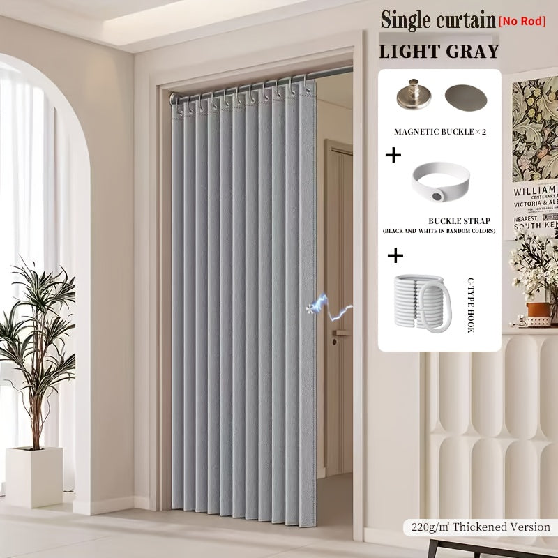 Boho Striped Magnetic Door Curtain – Elegant Folding Polyester Partition Curtain for Living Room, Bedroom & Kitchen, No-Drill Magnetic Closure, Hand Washable