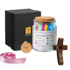 Bible Verse Scripture Jar 92 Cards with Wooden Cross Handmade Christian Gift – Inspirational Daily Scripture Cards for Women Faith Prayer Gift Easter Christmas