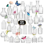 Glass Bud Vases Bulk Set 64 Pieces Multi-Size – Clear Flower Vases for Wedding Centerpieces, Home Table Decor & Bridal Party