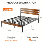 Metal Frame Bed Frame with Headboard No Box Spring Needed, Sturdy Wood Slats Support 800 lbs, Twin Full Queen, Bedroom Platform Bed