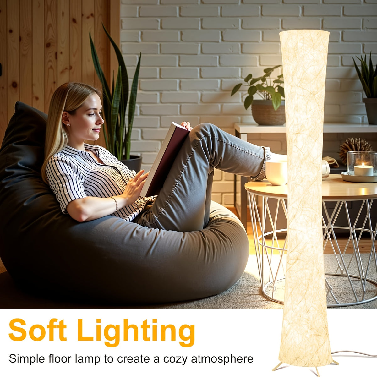 61" LED Floor Lamp with White Fabric Shade – 3 Adjustable Color Temperatures, APP & Remote Control Corner Standing Lamp for Bedroom Living Room, Valentine’s Day Birthday Gift