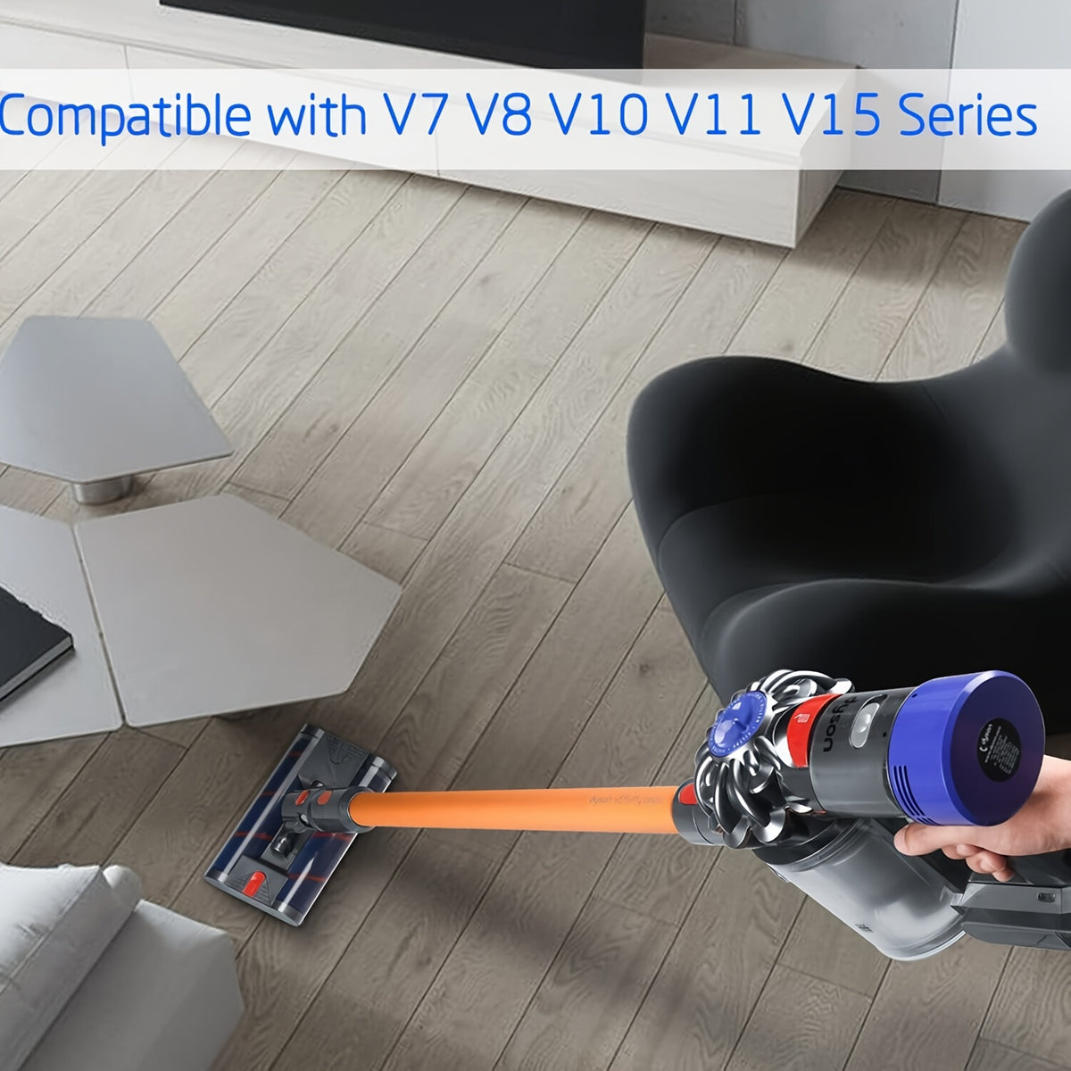 Dual Soft Roller Brush Head Replacement – Compatible with Dyson V7, V8, V10, V11 & V15 Cordless Vacuums | 360° Swivel Pulleys | Hard Floor Nozzle