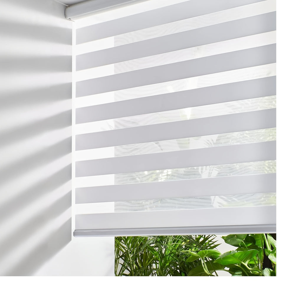 Cordless Zebra Blinds for Windows - Dual Layer Light Filtering & Blackout Roller Shades, Easy Install Custom Width 20"-64" x 72"H, Modern Window Treatment for Bedroom Living Room, 4 Colors