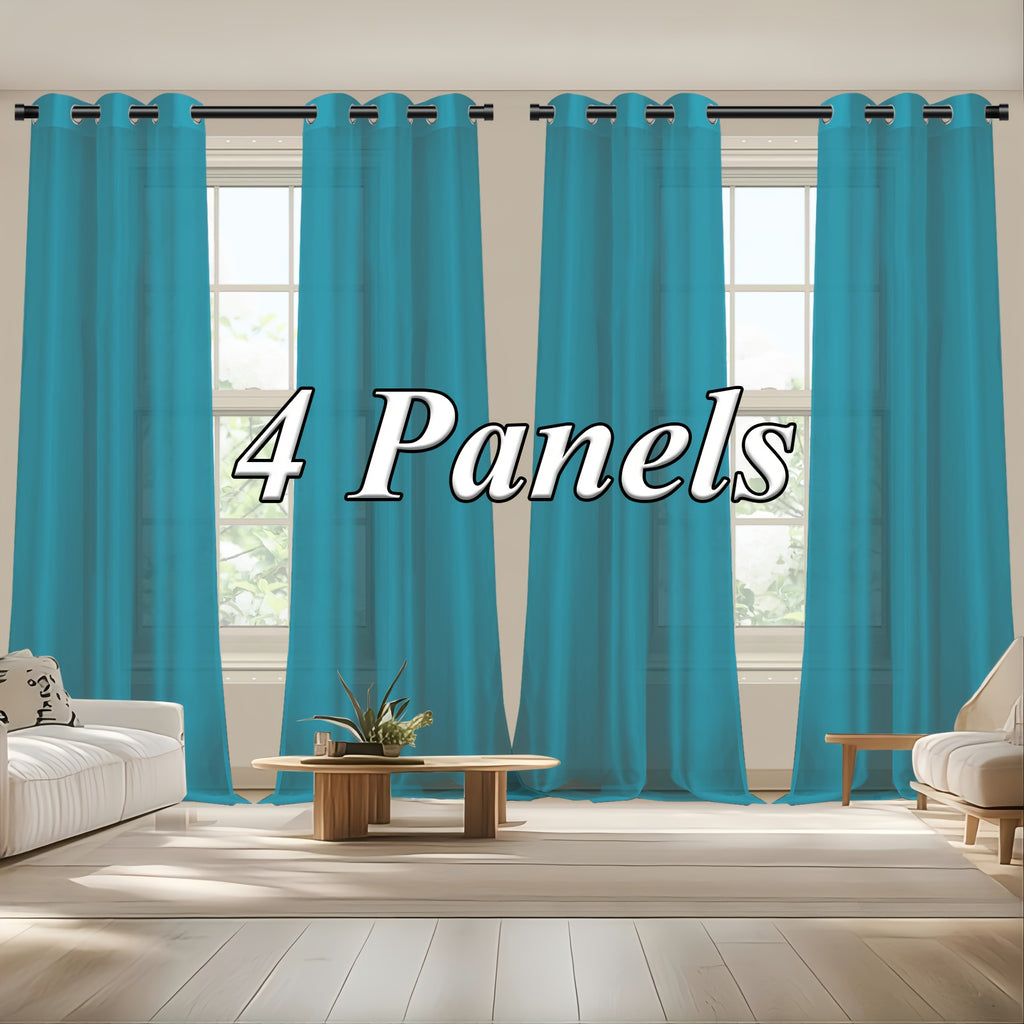 Sheer Curtains Semi Transparent Panels with Top Loop Pleated Header for Bedroom Living Room – Set of 2 or 4, 70-80G Lightweight Fabric, Multiple Sizes & Colors