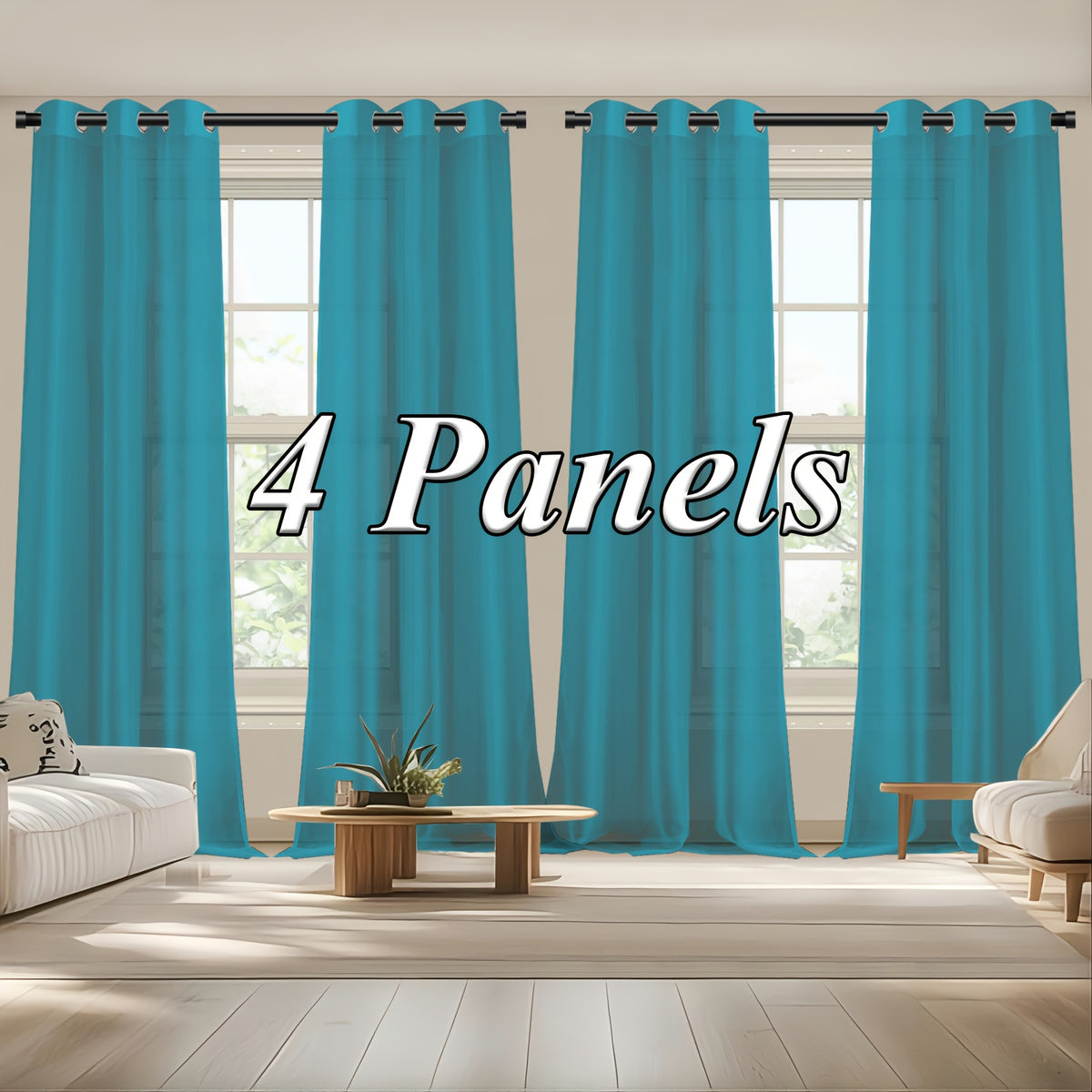 Sheer Curtains Semi Transparent Panels with Top Loop Pleated Header for Bedroom Living Room – Set of 2 or 4, 70-80G Lightweight Fabric, Multiple Sizes & Colors