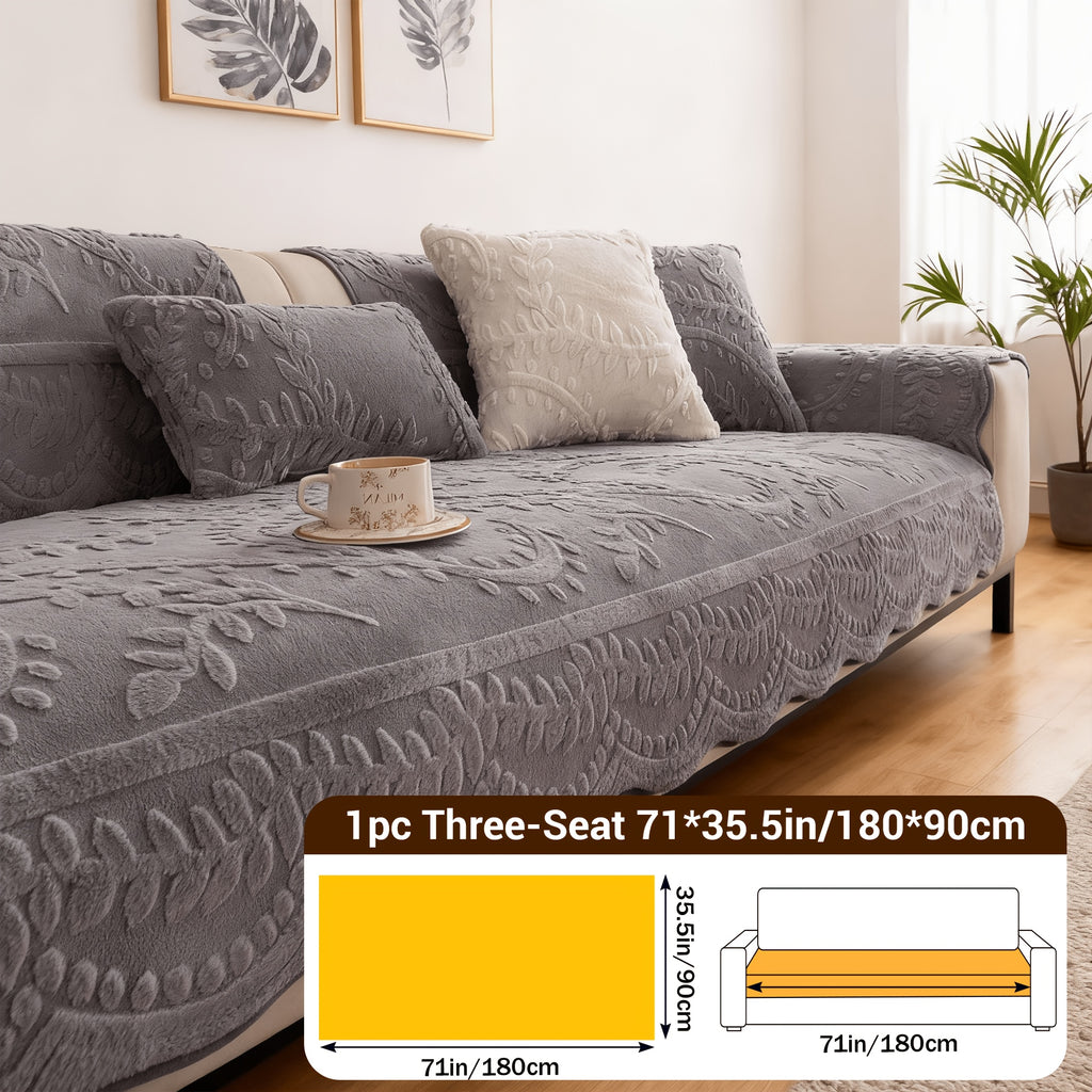 Thick Faux Rabbit Plush Sofa Cover – Soft Non-Slip Washable Pet-Friendly Furniture Protector for Living Room, Bedroom & Office – 4 Colors, Armrest to 4-Seat