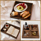 7-Piece Rustic Rectangular Serving Trays with Handles Vintage Elegance Tea Coffee Snack Fruit Dessert Tray Set for Kitchen Living Room