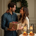 2/4-Pack Candle Warmer Lamp with Wooden Base & Glass Shade, Dimmable 12-Hour Timer, Height & Brightness Adjustable Wax Warmer for Jar Candles, Home Decor Gift for Wife, Mom & Friends (Bulb Not Included)