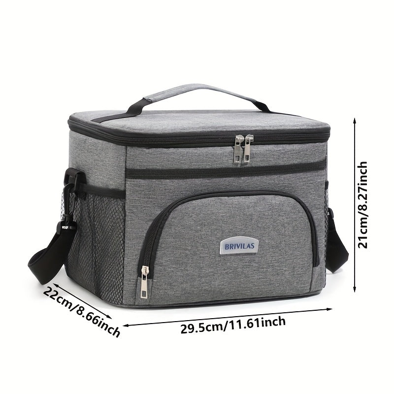 Large Capacity Insulated Lunch Bag Crossbody Shoulder Tote – Reusable Portable Cooler Bag for Work, Picnic, Camping & Travel