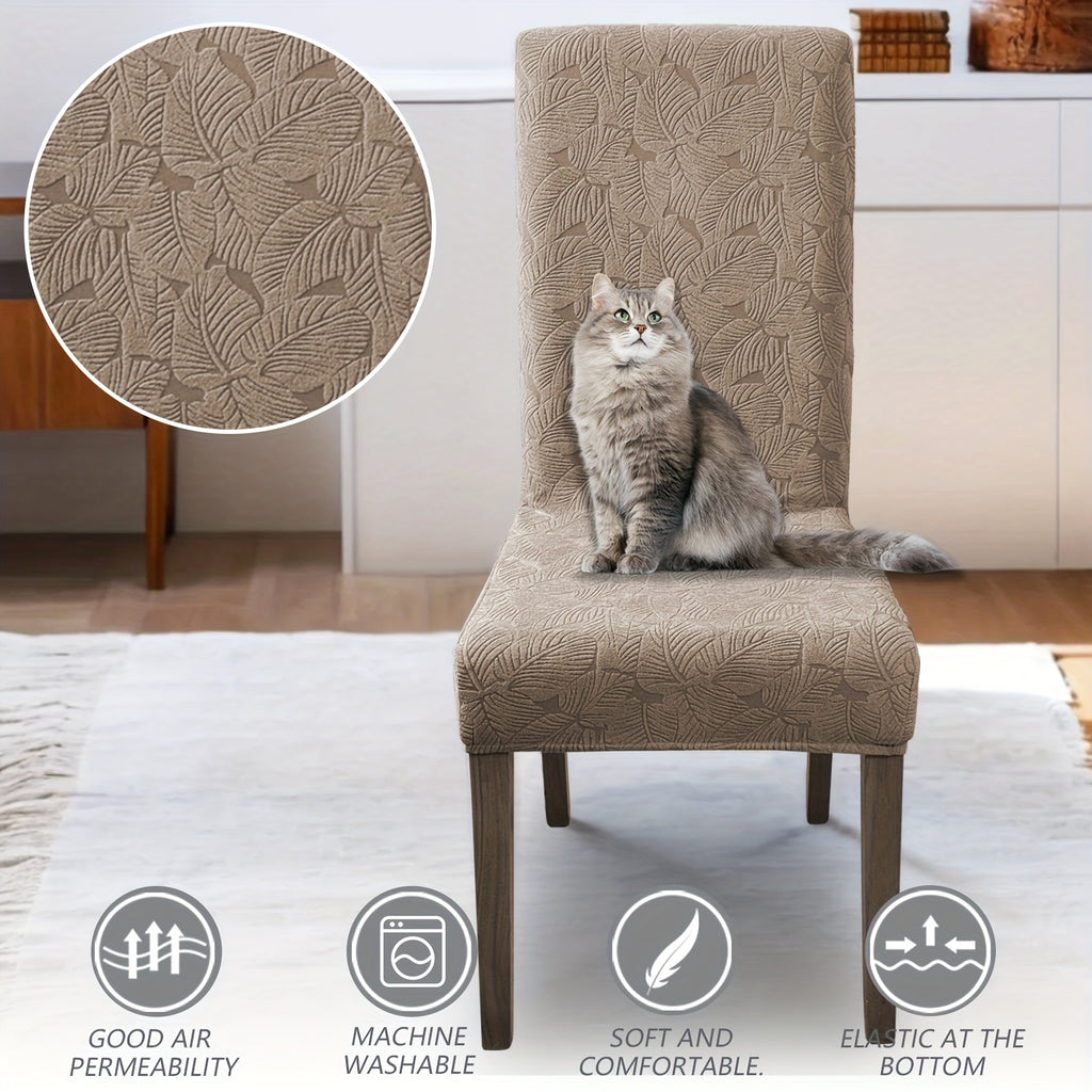 Dining Chair Covers 4/6pcs – Plant Print Stretch Parsons Chair Slipcovers 90% Polyester Elastic Band All-in-One Seat & Back Protector, Vintage Elegant Style for Kitchen Wedding Mother's Day Gift