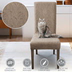 Dining Chair Covers 4/6pcs – Plant Print Stretch Parsons Chair Slipcovers 90% Polyester Elastic Band All-in-One Seat & Back Protector, Vintage Elegant Style for Kitchen Wedding Mother's Day Gift