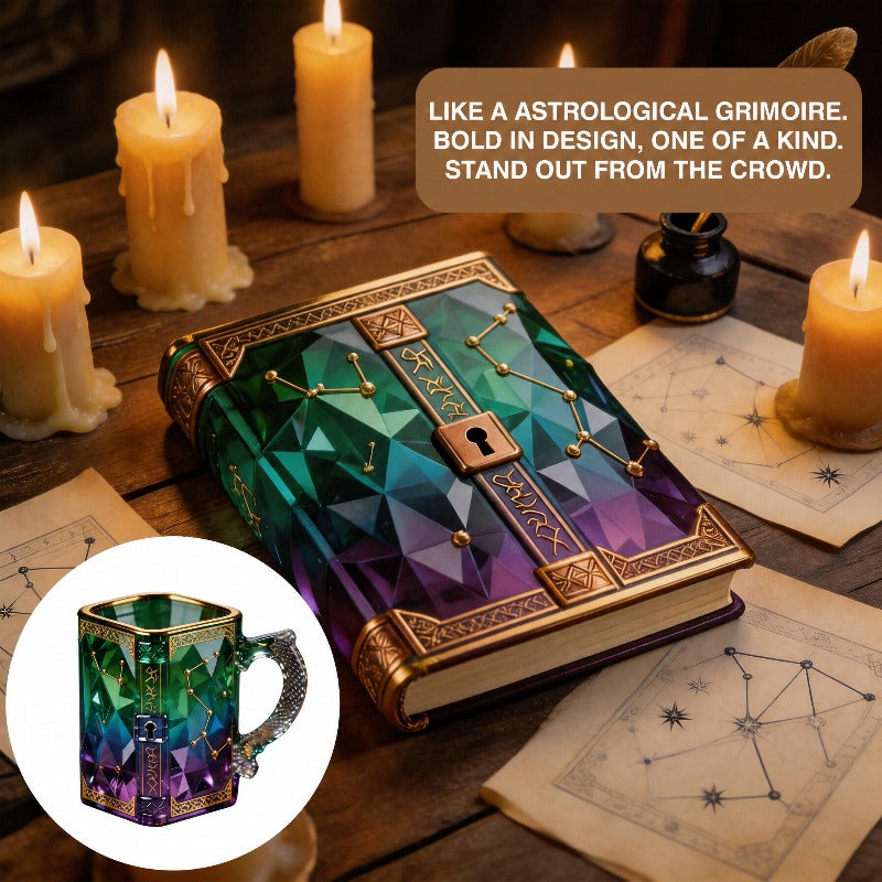 Gradient Constellation Coffee Cup with Dragon Handle - Retro Espresso Tea Cup for Home & Office, Unique Halloween Festival Gift for Game Enthusiasts, Includes Gift Box & Digital Painting