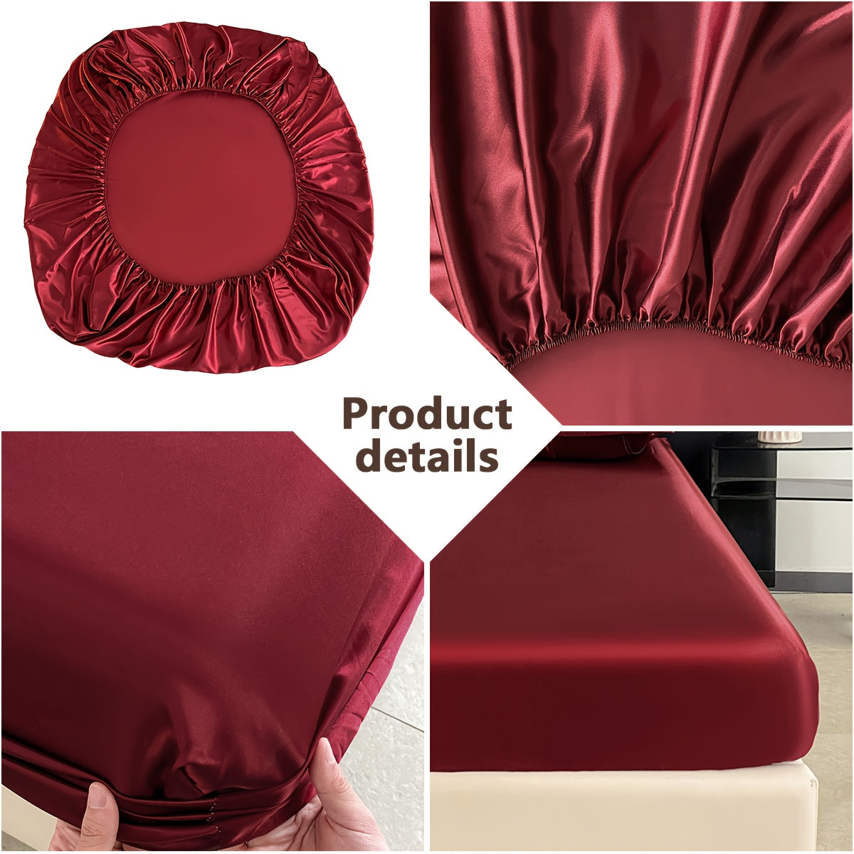 Luxury Satin Fitted Sheet Set with Pillowcases, 3000TC Silky Smooth Cooling Breathable Bed Sheets, Wrinkle-Resistant Machine Washable, Twin Full Queen King for Hot Sleepers, Adults & Kids — White Black Burgundy Gray Blue Purple