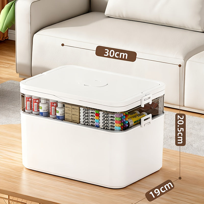 Transparent Multi-Tier Stackable Storage Box 2 or 5 Layer Large Capacity Portable Organizer for Pills Office Sewing Supplies Home Travel Easy to Clean Durable