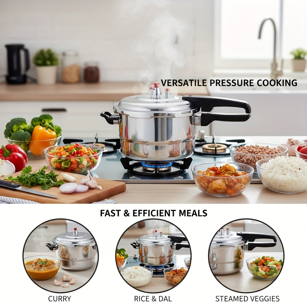 Stovetop Pressure Cooker Aluminum 4.5 6 8 Quart with Safety Release Valve Multiple Protections for Family Meals Canning & Catering Multi-Stovetop Compatible