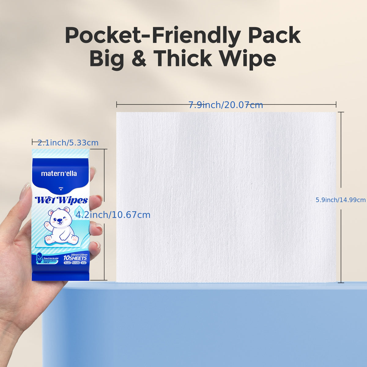 Flushable Wet Wipes with Probiotics, Plant-Based Fibers Fragrance-Free Sewer-Safe Butt Wipes, Soft Thick Disposable Personal Care Wipes for Adults, Incontinence & Sensitive Skin, Multi-Pack