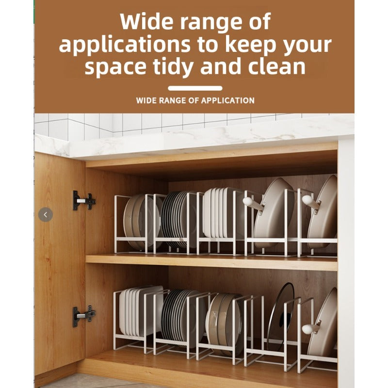 Stainless Steel Dish Rack Plate Organizer Set of 4 | Cabinet Countertop Dish Drainer Space Saving Kitchen Storage for Plates Bowls