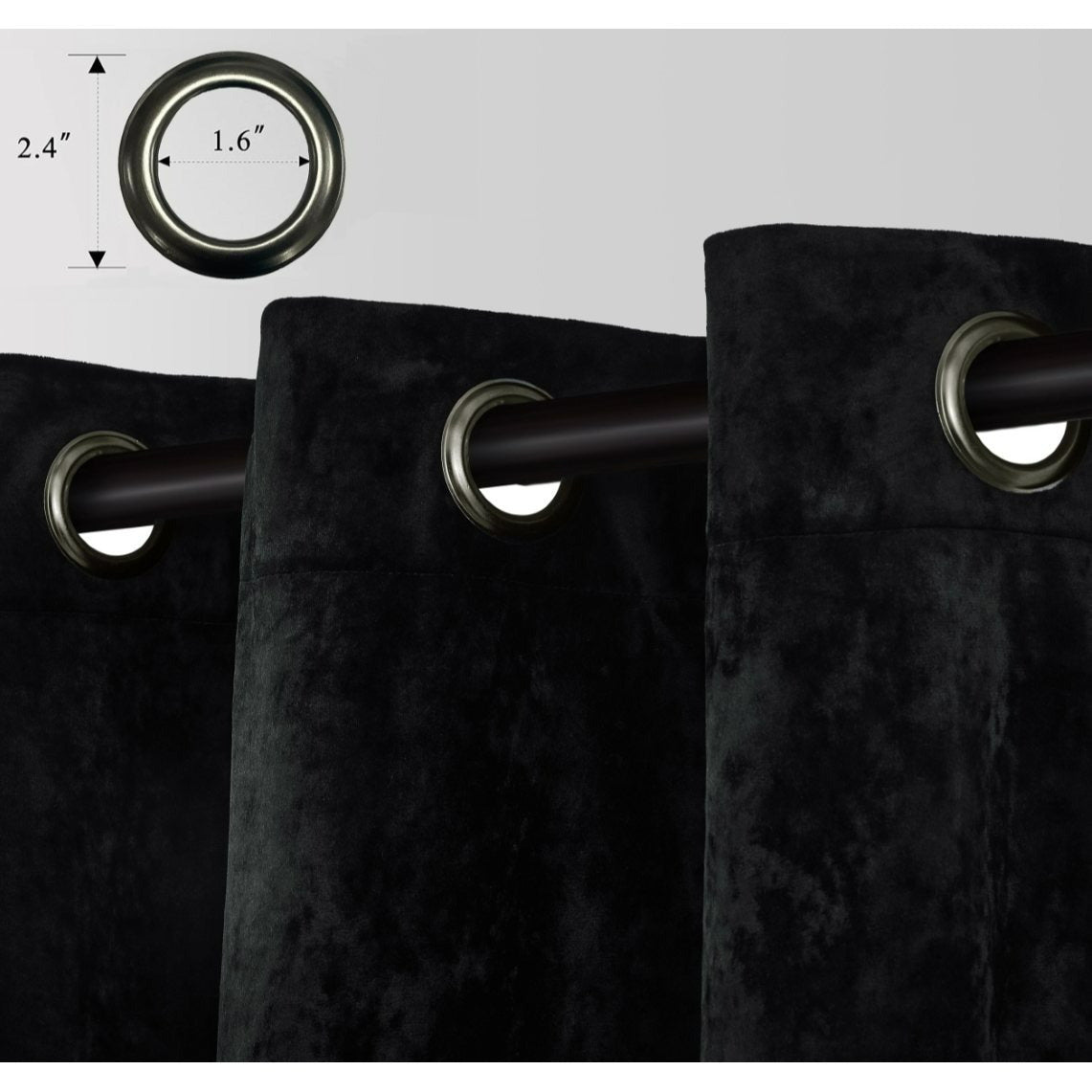 Luxury Distressed Crushed Velvet Curtains - 4-Piece Set (2 Panels + 2 Tiebacks), Grommet Top, Room Darkening | 10 Colors, 3 Sizes