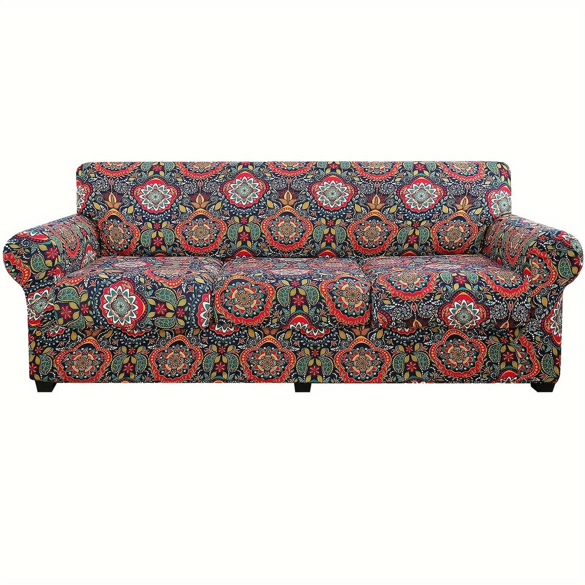 Boho Floral Sofa Slipcover Set with Separate Seat Cushion Covers – Washable Stretch Couch Cover for Armchair Loveseat Sofa, Drawstring Fit, Pet Friendly, 6 Colors