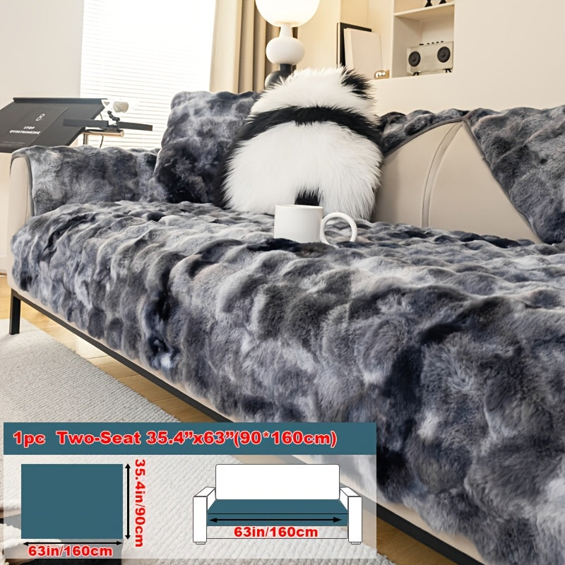 Plush Gradient Velvet Sofa Cover 450-500gsm Super Soft Warm Winter Pet Friendly Non-Slip Machine Washable Modern Style 1 2 3 4 Seater Living Room Couch Protector