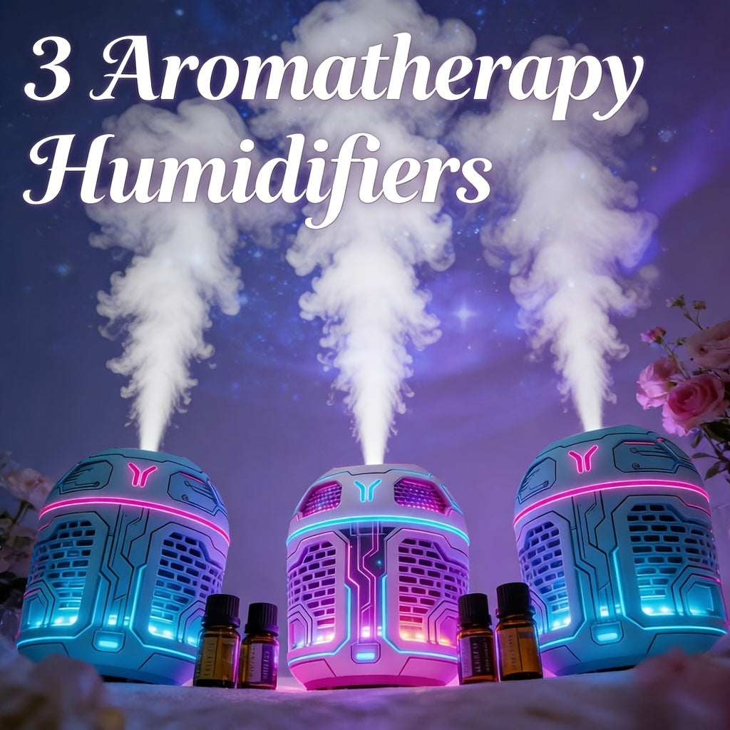 Mini Diffuser Set 3pcs Aromatherapy Humidifier Odor Eliminator Cool Mist for Car Bedroom Dorm No Filter Low Voltage Gift for Women