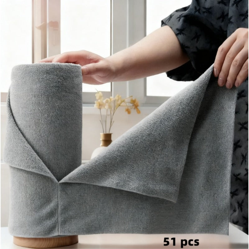 Reusable Microfiber Cleaning Towels 51pcs – Tearable Kitchen Roll Wipes, Absorbent Dish Cloth & Paper Towel Replacement, Multi-Surface Household Cleaning Rags, Eco-Friendly Kitchen Supplies