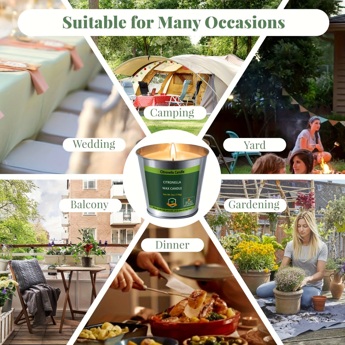 Citronella Candles Outdoor Set 4pcs 6oz Each 128 Hours Total Burn Time – Long-Lasting Mosquito Repellent Candles for Patio, BBQ, Camping, Garden, Yard & Deck, Perfect Father’s Day Gift