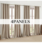 Velvet Grommet Curtains 4 Panels – Room Darkening Thermal Flannel Drapes for Living Room & Bedroom, Luxury Soft Window Panels, 52"W Multiple Lengths, Golden Hot Pink Champagne Taupe