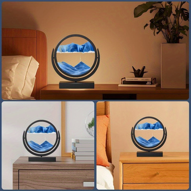 Sand Art Picture Frame Desktop Quicksand Painting, Liquid Sand Motion Sculpture for Home & Office Decor, No Electricity Needed, Modern Decorative Art Display for Desk, Shelf & Gift