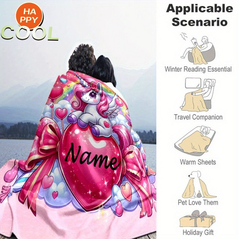 Unicorn Flannel Blanket – Soft Warm Digital Print Fleece Plush Throw for Kids | Machine Washable, Hypoallergenic | 30”×40” | 5 Designs