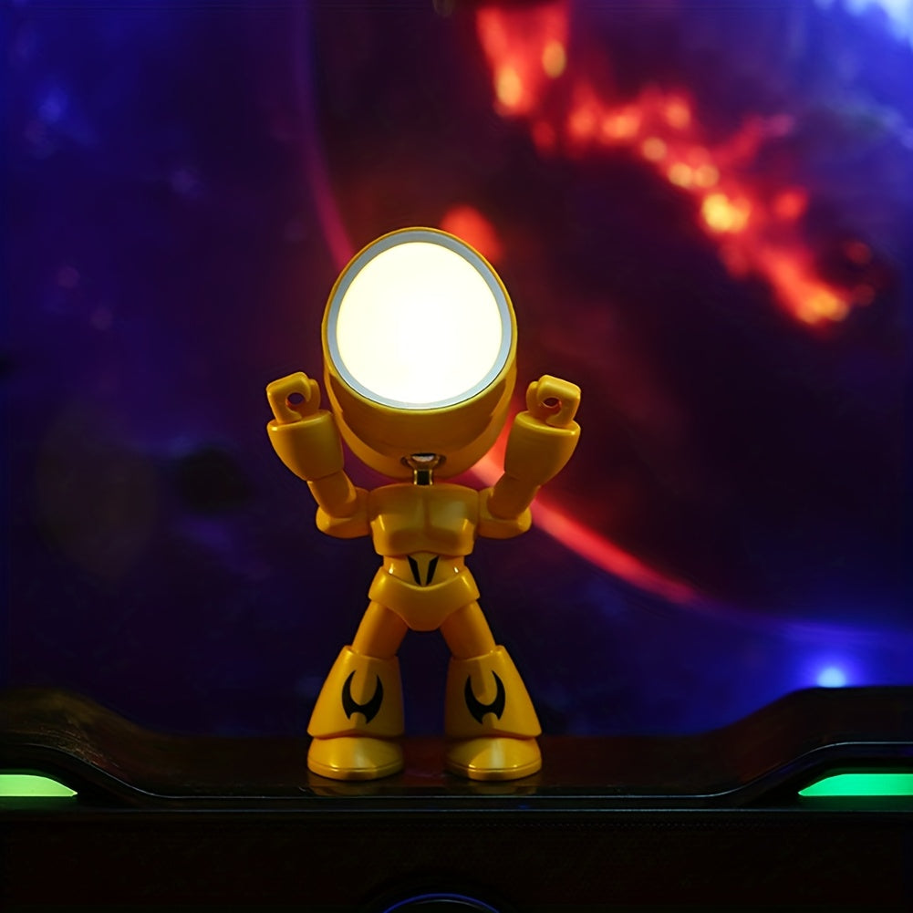 LED Robot Night Light Mini Cute Cartoon Desk Lamp Desktop Decoration for Kids Bedroom Office Holiday Birthday Gift