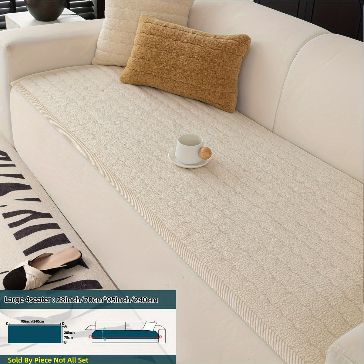 Plaid Sofa Protector Thickened Non-Slip Machine Washable Stretchable Pet Friendly - Sofa Cover for Living Room Bedroom Office Loveseat 4 Seater 6 Colors