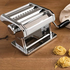 Manual Pasta Maker Machine Stainless Steel – 9 Adjustable Thickness Settings Noodle Cutter for Spaghetti, Fettuccine, Lasagna & Dumpling Wrappers, Durable Kitchen Tool