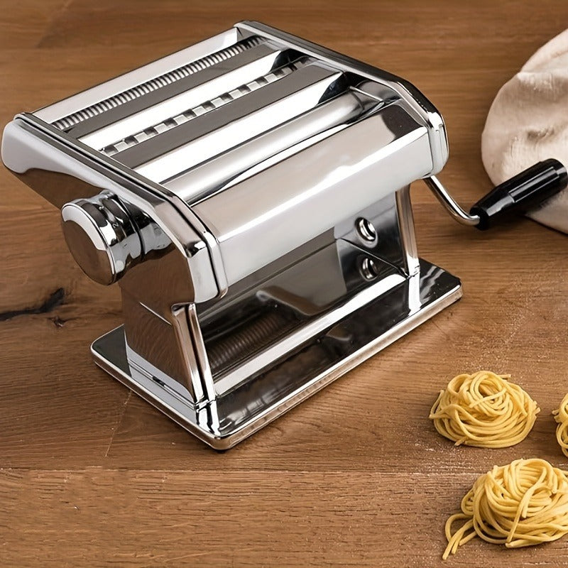 Manual Pasta Maker Machine Stainless Steel – 9 Adjustable Thickness Settings Noodle Cutter for Spaghetti, Fettuccine, Lasagna & Dumpling Wrappers, Durable Kitchen Tool