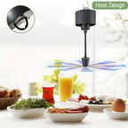 Food Guard Fly Repellent Fan 2-Pack Tabletop Holographic Blade Fly Fan with Ambient Light Battery Powered Foldable Portable for Picnic BBQ Party Camping Outdoor Indoor