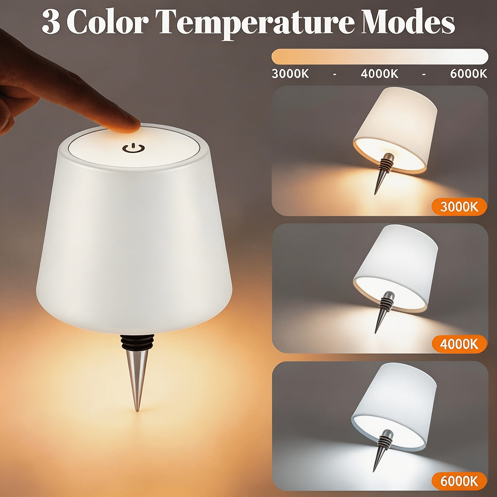 Wireless LED Bottle Lamp Touch Control USB Rechargeable 2400mAh IP44 Waterproof 3-Color Mood Light for Bedroom Bar Party Wedding Garden – Cordless Bottle Stopper Night Light