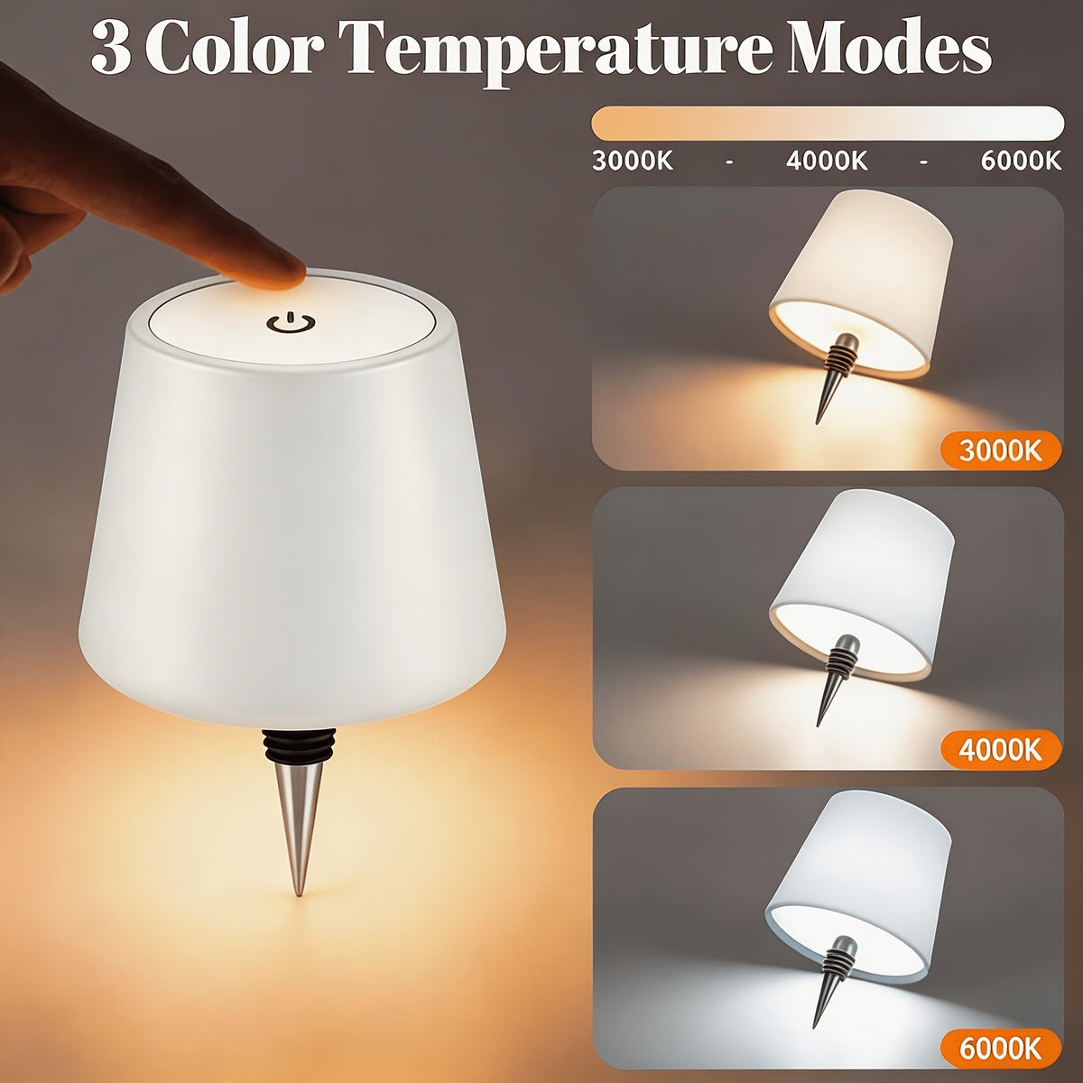 Wireless LED Bottle Lamp Touch Control USB Rechargeable 2400mAh IP44 Waterproof 3-Color Mood Light for Bedroom Bar Party Wedding Garden – Cordless Bottle Stopper Night Light