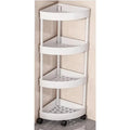 Rotating Corner Shelf for Bathroom – Fan-Shaped 3-Tier 90° Space-Saving Storage Rack with Hollow Drainage | Thickened Plastic Corner Organizer for Kitchen, Bedroom & Living Room | White & Black